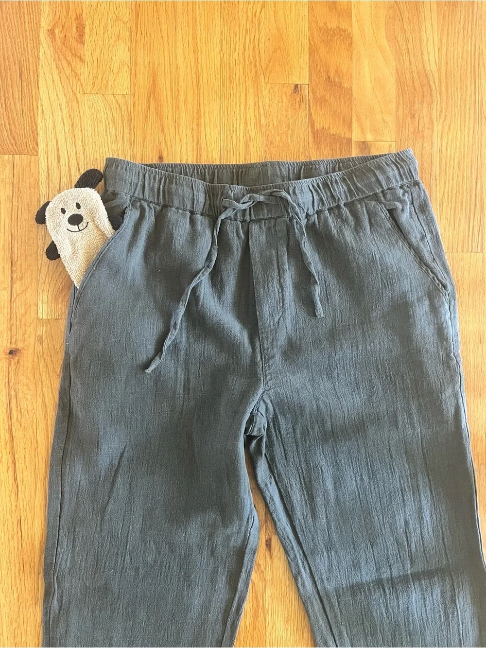 NWT Men's Military Green Ramie Cotton Blend  Casual Textured Pants XL Resortwear